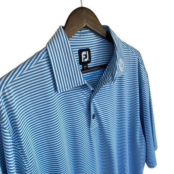 FootJoy Blue and White Striped Golf Polo - XL - Picture 2 of 4